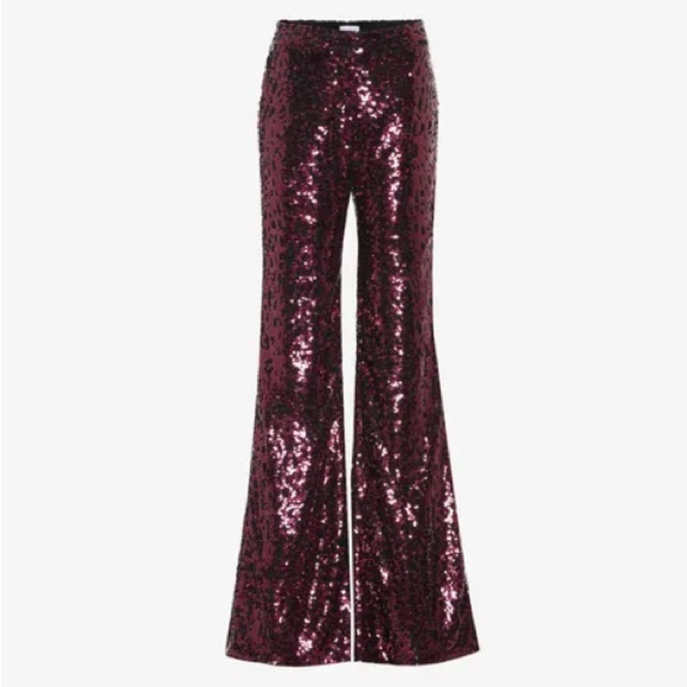 Zara sequin flare red burgundy trousers pants small